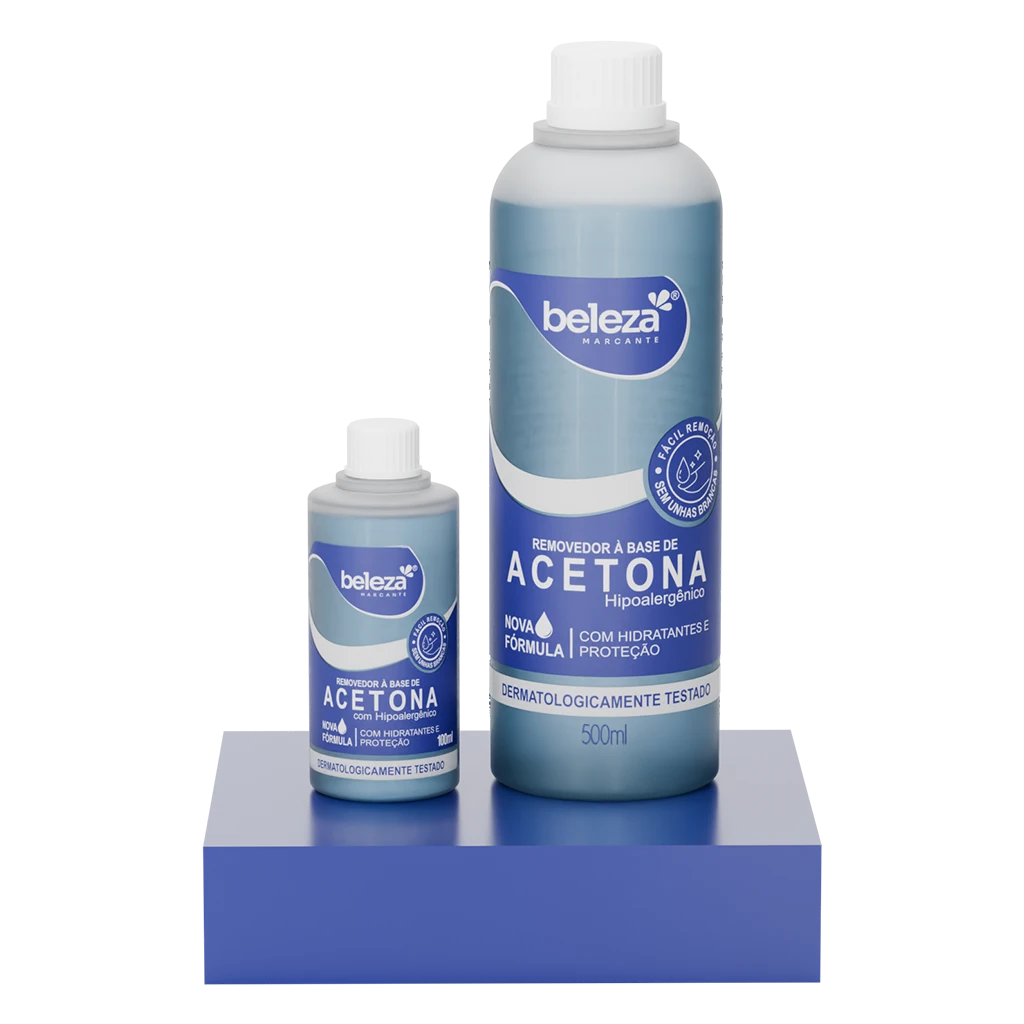 Acetona Beleza Marcante nas embalagens de 100ml e 500ml